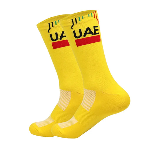 NEW 2025 Cycling Socks Men Women UAE Team Breathable Quick Dry Outdoor