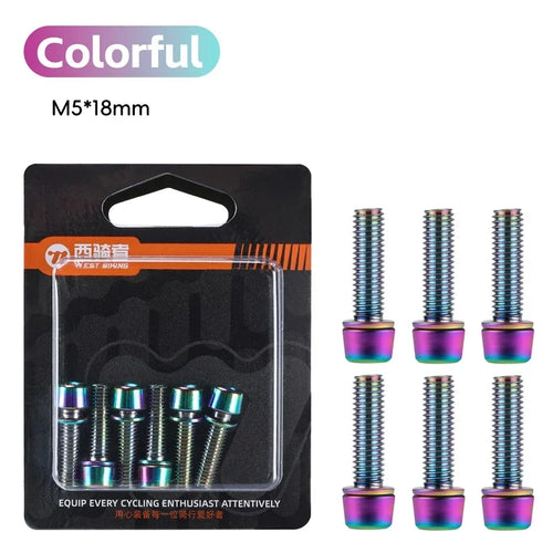 6pcs M5x18mm Bike Stem Screw Alloy Steel Hexagon Screw MTB Road
