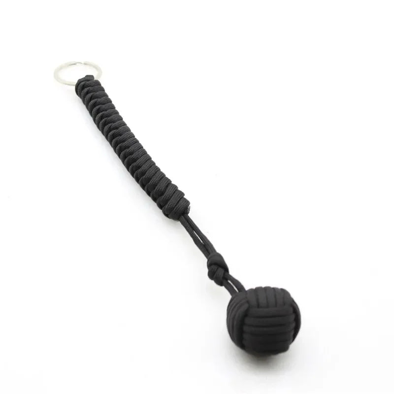 1pc Monkey Fist Steel Ball Self Defense Lanyard Survival Key Chain