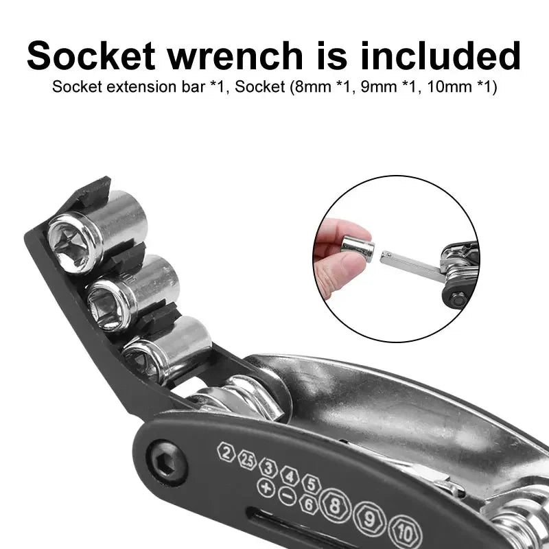 16 in 1 Multipurpose Bike Repair Tool Kits Bicycle Multi Tool