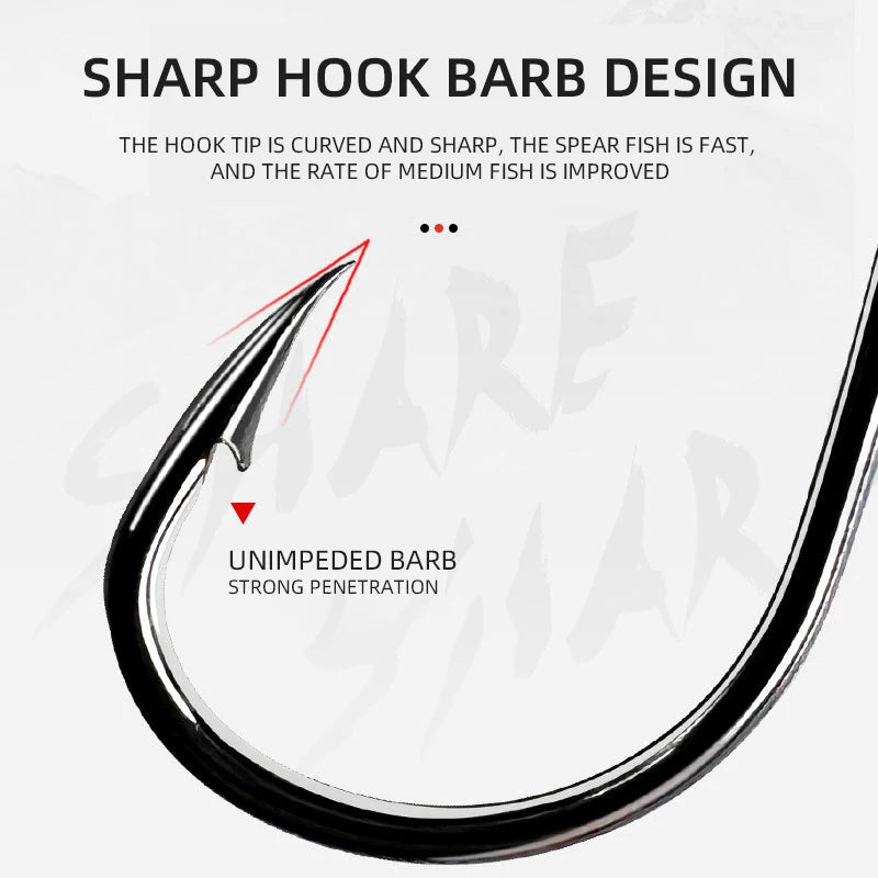 400Pcs Boxed High Carbon Steel Fishing Hooks Wide Gap Offset Fishing
