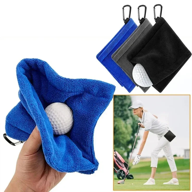 PGM Square Microfiber Golf Ball Cleaning Towel with Carabiner Hook