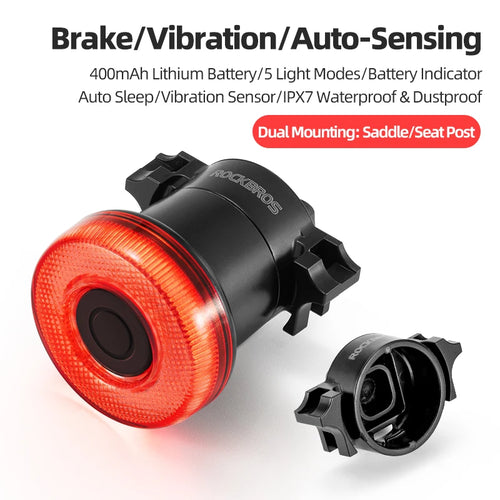 ROCKBROS Smart Bike Tail Light Bicycle Rear Lights IPX6 Waterproof