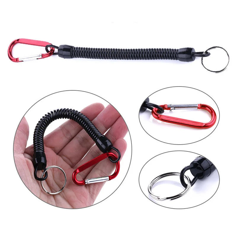 Fishing Lanyards 3pcs 22cm Retractable Coiled Tether with Carabiner