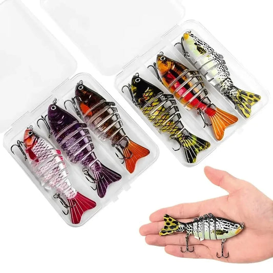 3PCS/Box Fishing Wobbler Lifelike 7 Segment Swimbait Crankbait Hard