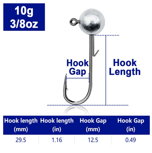 FishTrip 5~10pcs Ned Jig Heads Fishing Hook 2g~17g Soft Lures Worm