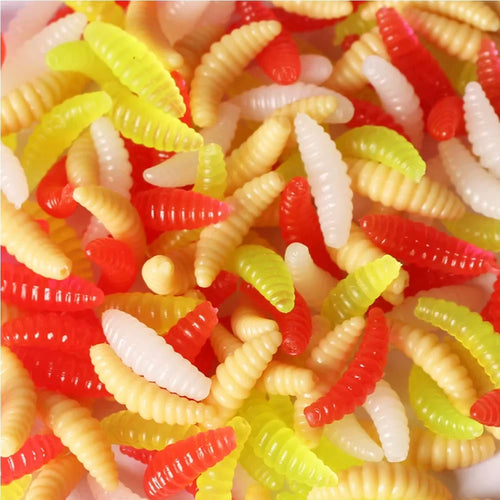 50pcs/lot Silicone Bait Maggot Grub Soft Fishing Lure 2cm 0.4g