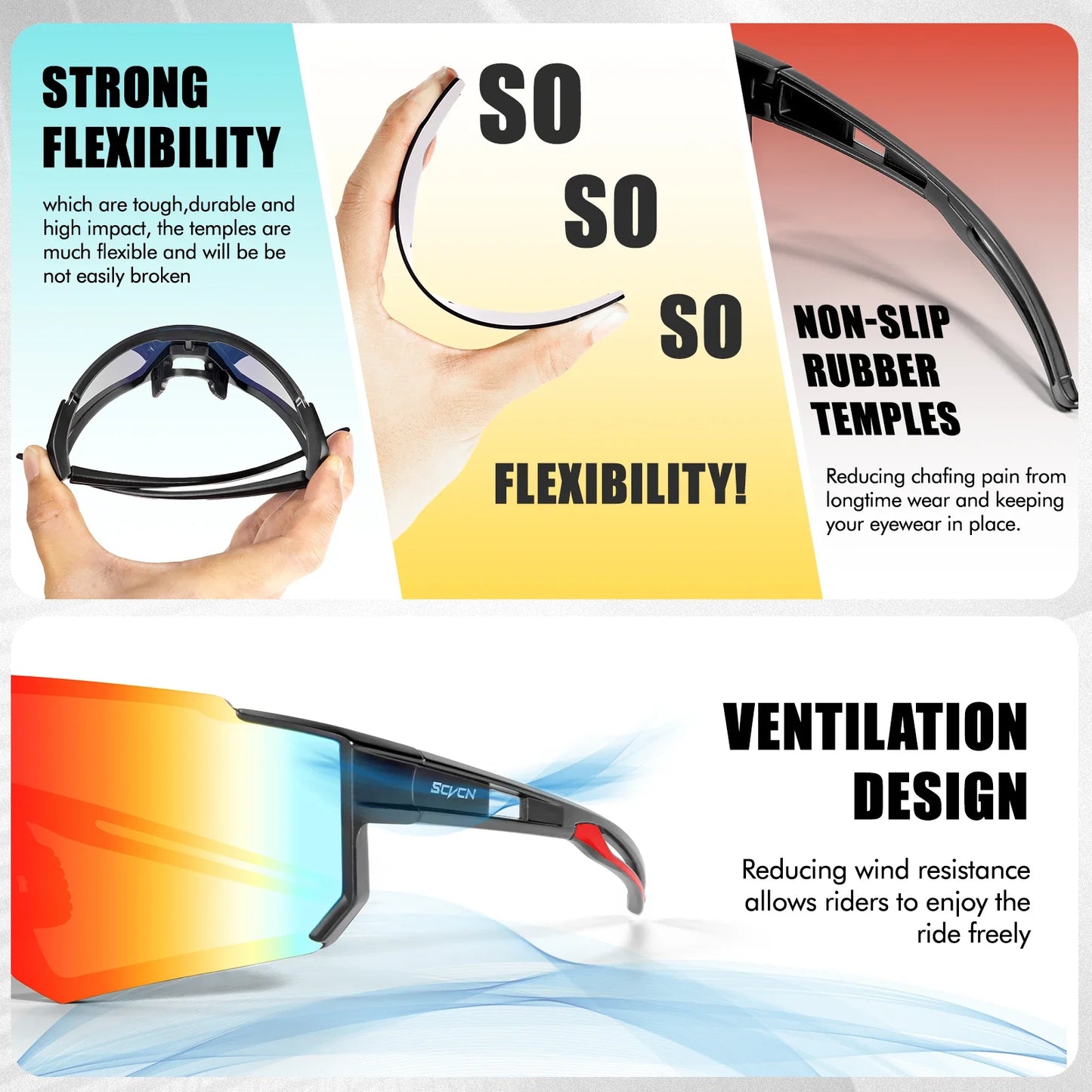 SCVCN Fashion Sunglasses for Men Sport Cycling Glasses Bike Bicycle
