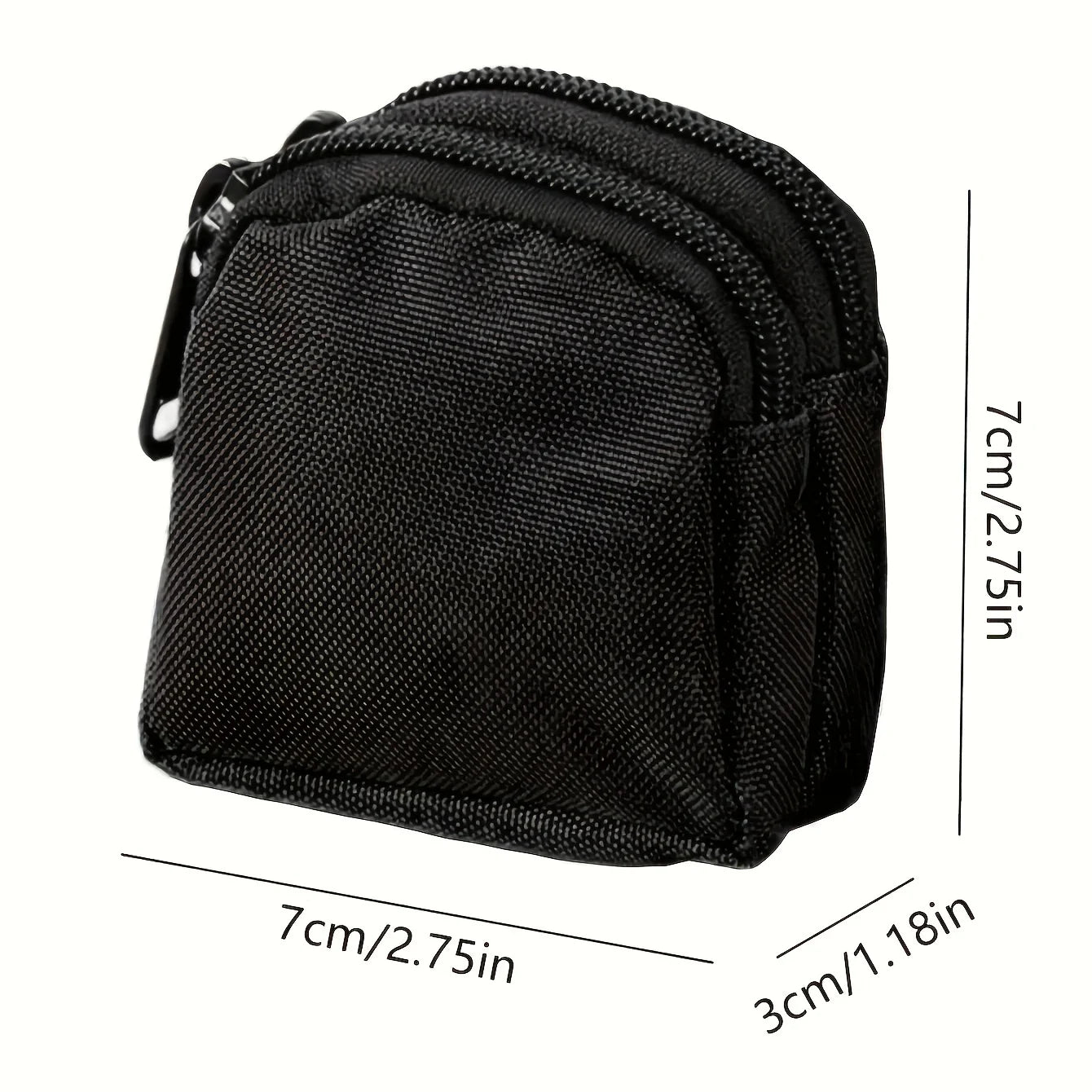Nylon Double Zipper Pocket Coin Purse Men Tactical Molle Pouch