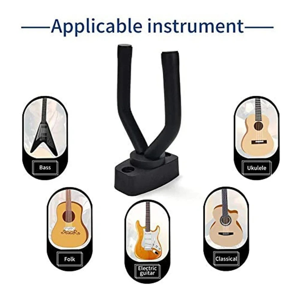 1 to 10 guitar wall mounted, black hooks in all sizes, bass, mandolin,