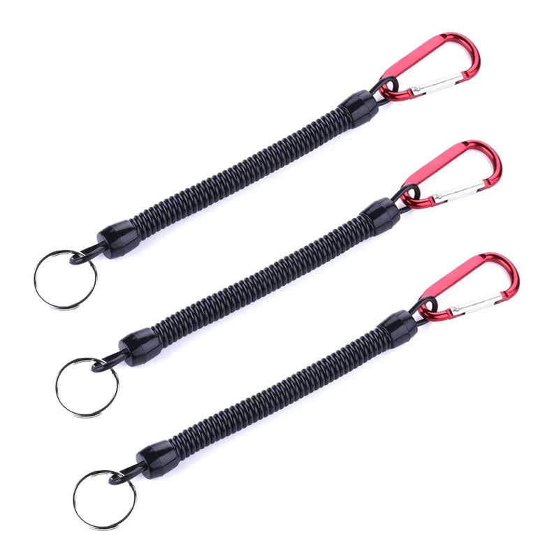 Fishing Lanyards 3pcs 22cm Retractable Coiled Tether with Carabiner
