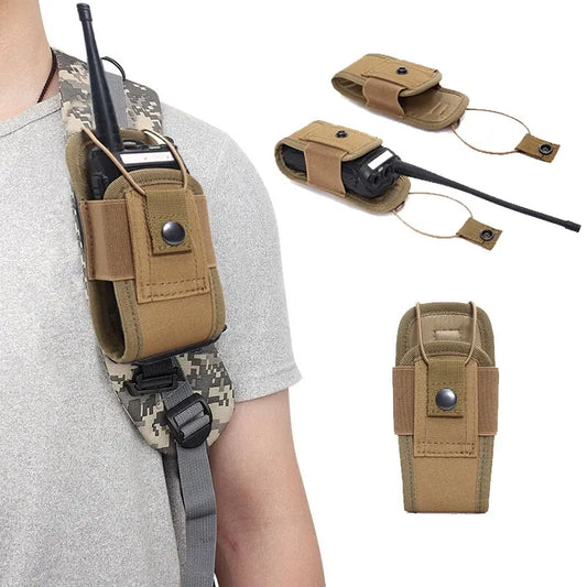Tactical Walkie Talkie Pouch 600D Oxford Khaki Molle Radio Pouch