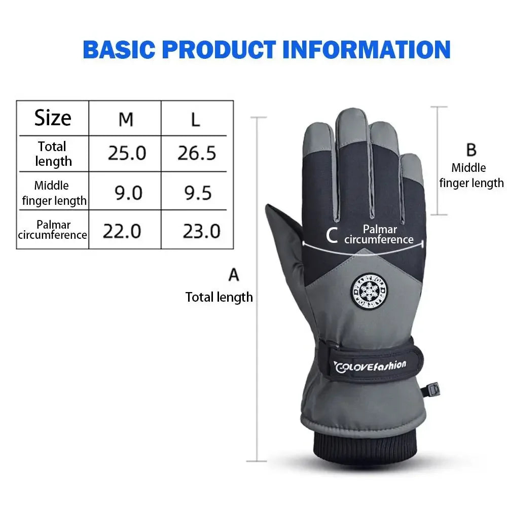 Winter Snowboard Ski Gloves PU Leather Non-slip Touch Screen