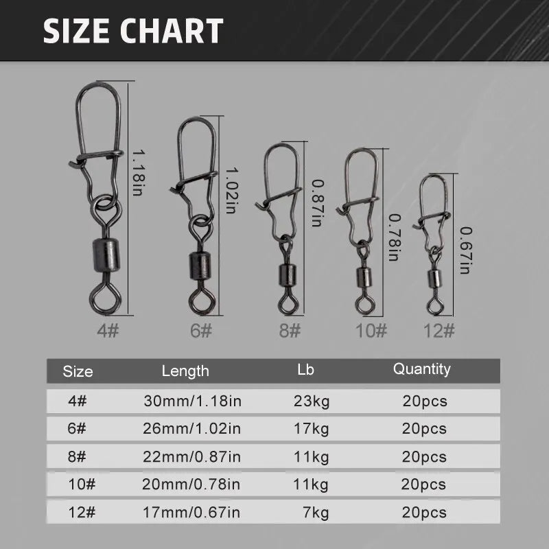 100PCS/Box  Fishing Connector Pin 4# 6# 8#10#12# Bearing Rolling