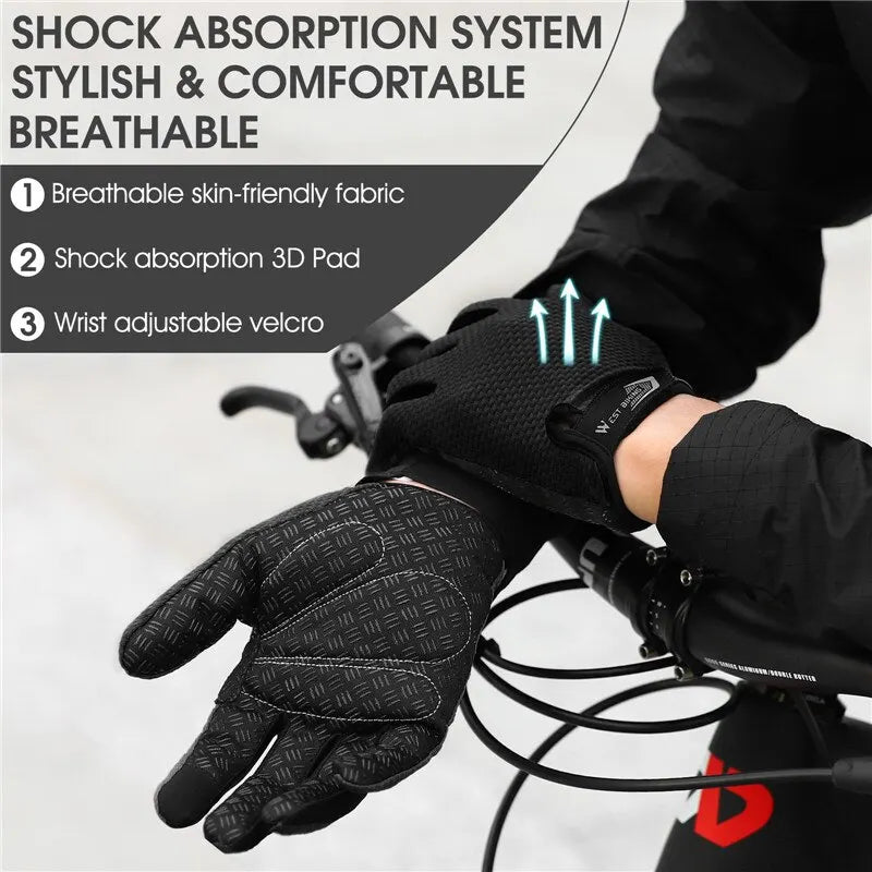 WEST BIKING Summer Cycling Gloves Full Finger MTB Bike Gloves Touch