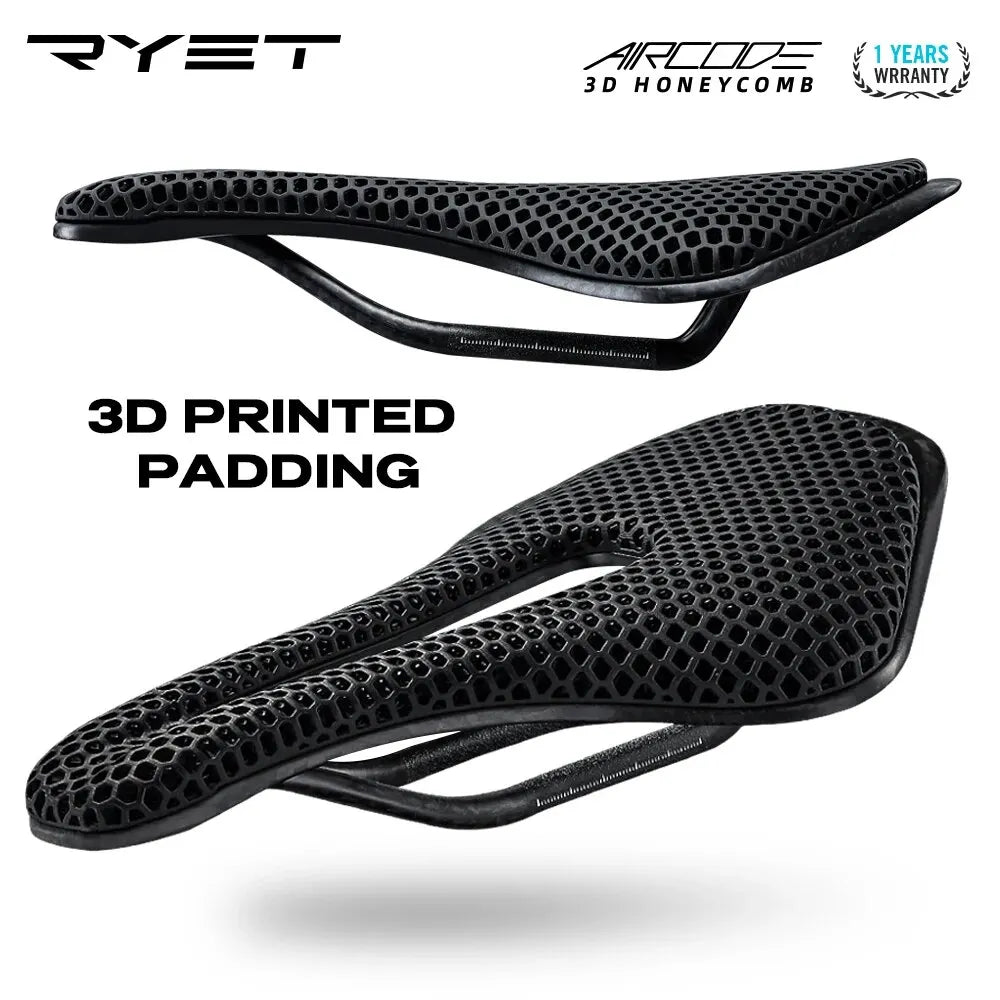RYET 3D Printed Bike Saddle Ultralight Carbon Fiber Hollow Comfortable