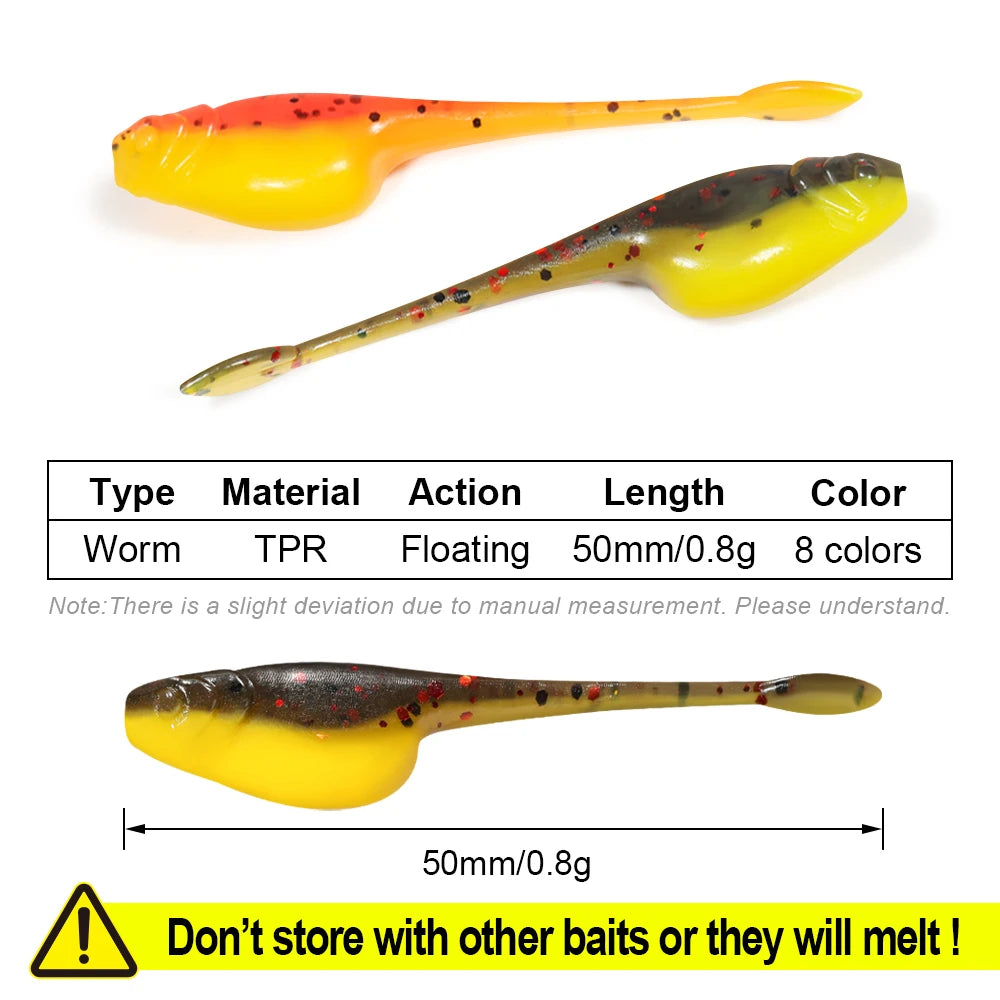 Rosewood Crappie Minnow Shad Soft Baits 5cm Ajing Worm Fishing Lure