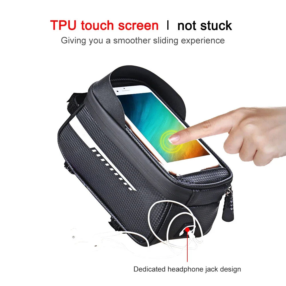 Waterproof Bike Front Frame Bag with TPU Touch-Screen Sun-Visor and