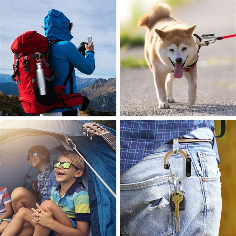 Camping Hybrid Gear Clip Carabiner Rotating Hook Clip Non-Locking