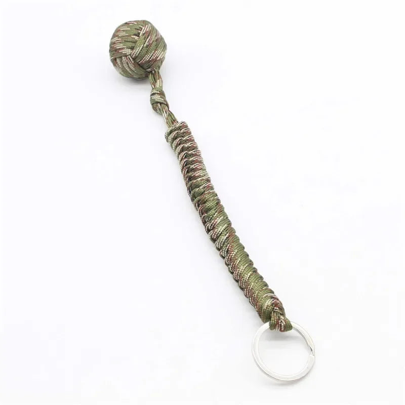 1pc Monkey Fist Steel Ball Self Defense Lanyard Survival Key Chain