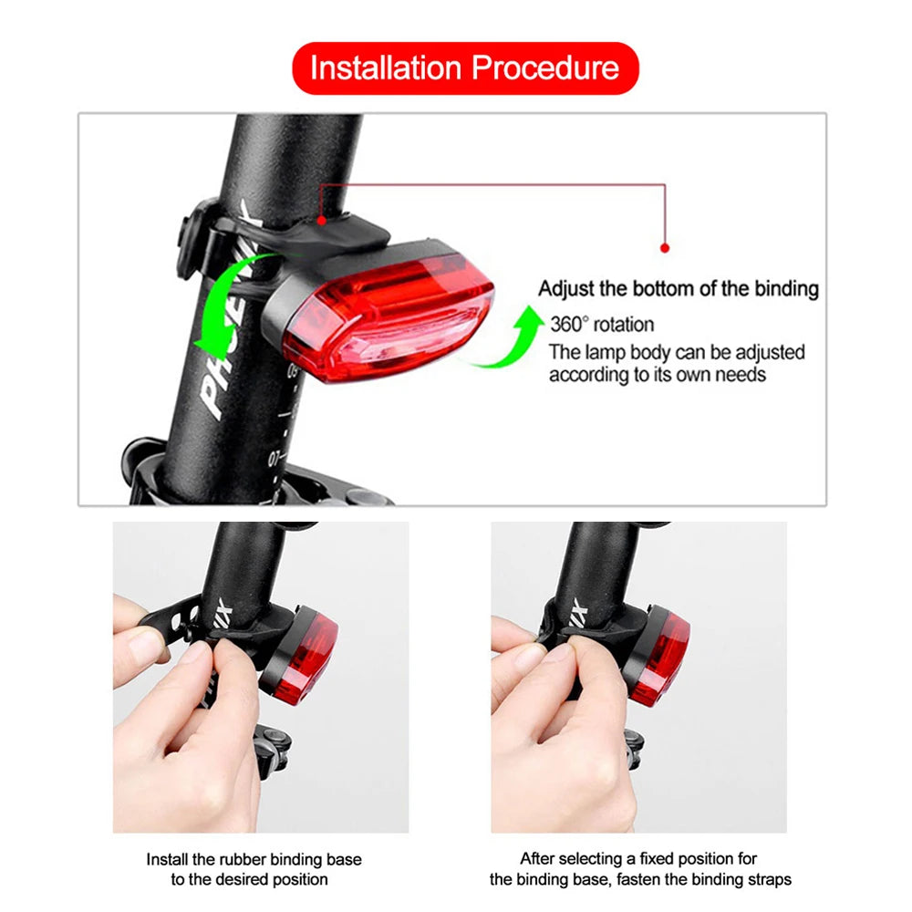 MTB Road Bike Rear Light USB Rechargeable LED Bike Tail Light Easy to