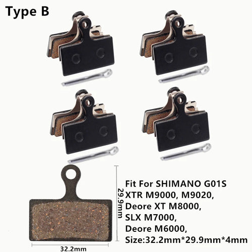 4Pairs Bike MTB Semi-Metallic Disc Brake Pads For Shimano B01S G01S