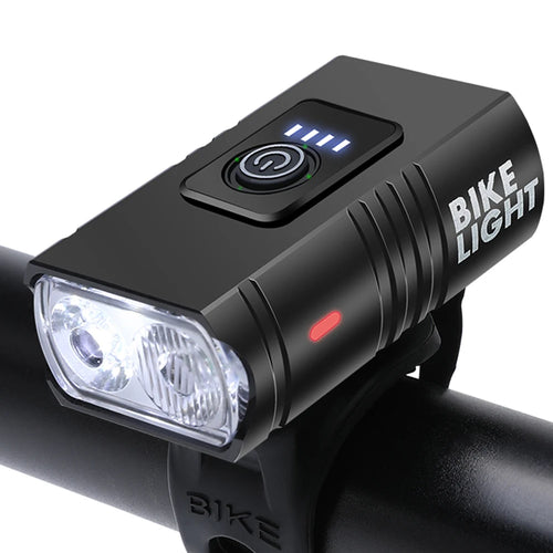 2 T6 LED Bike Light Type-C Charging Bicycle Lights Front 6 Modes MTB