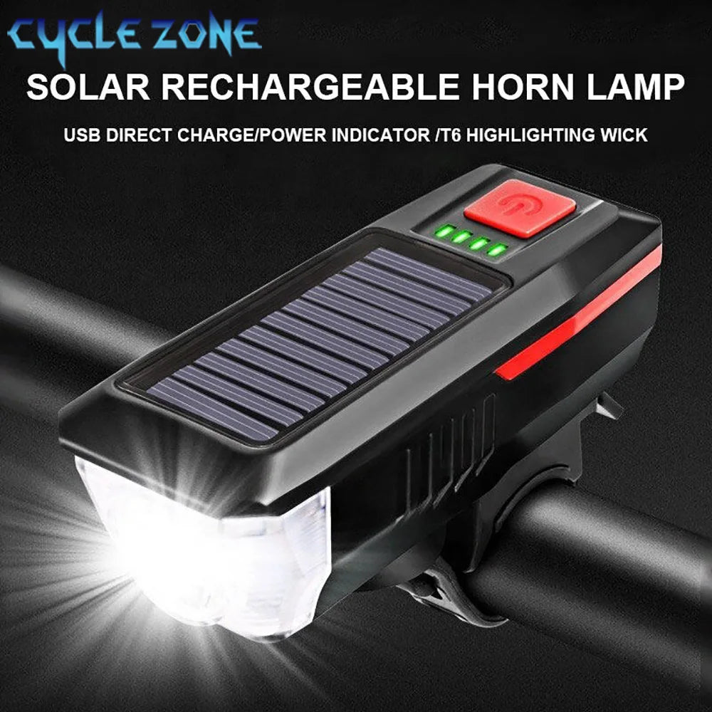 Solar Bicycle Light USB Rechargeable Power Display MTB Mountain Road