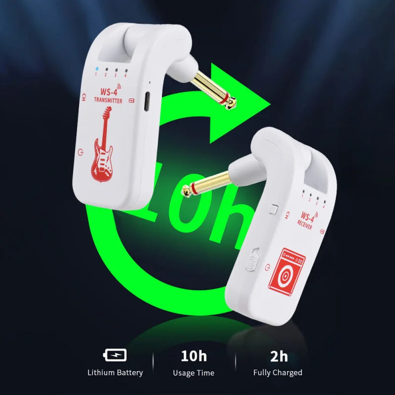 2.4G Wireless Guitar System Rechargeable Guitar Transmitter Receiver