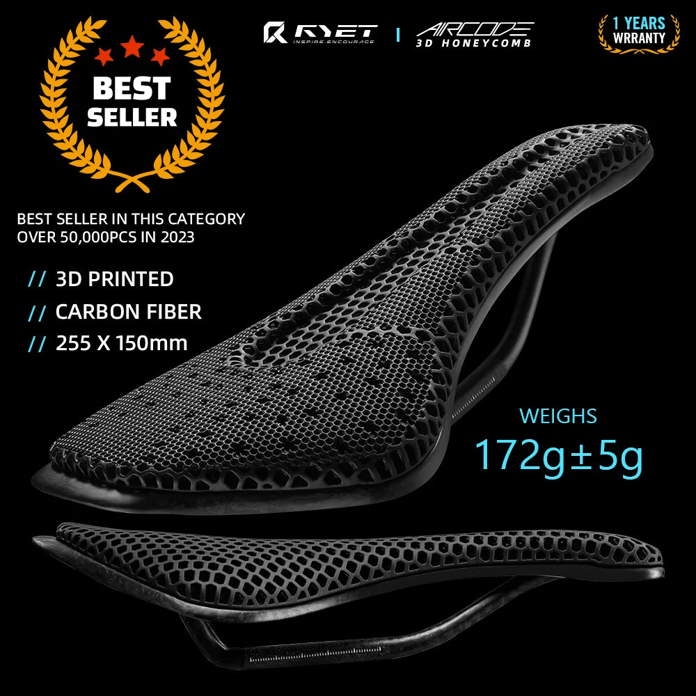 2024 RYET 3D Printed Saddle Ultralight Hollow Comfortable Full Carbon