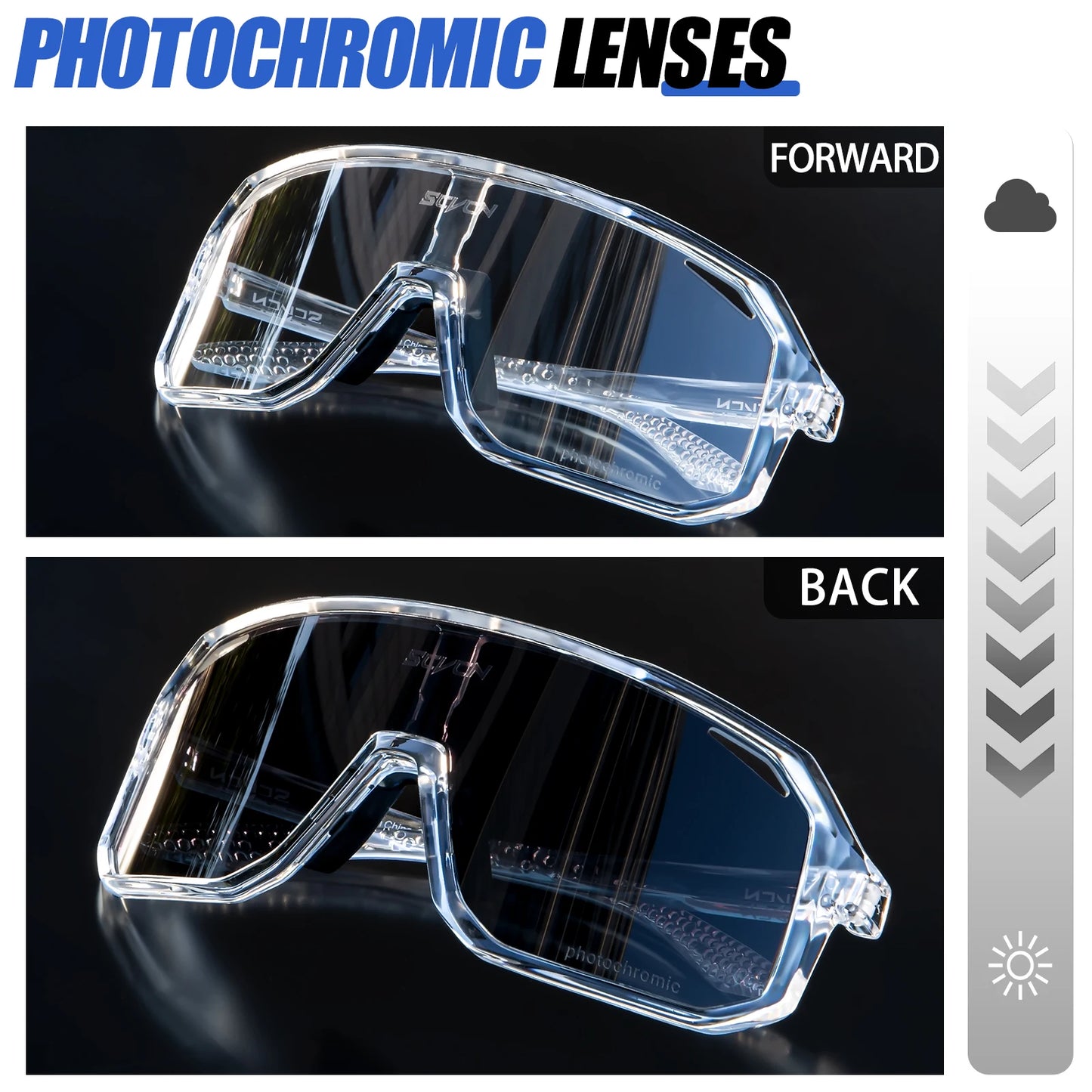 SCVCN Cycling Sunglasses Photochromic Glasses for Men Sun Mountain
