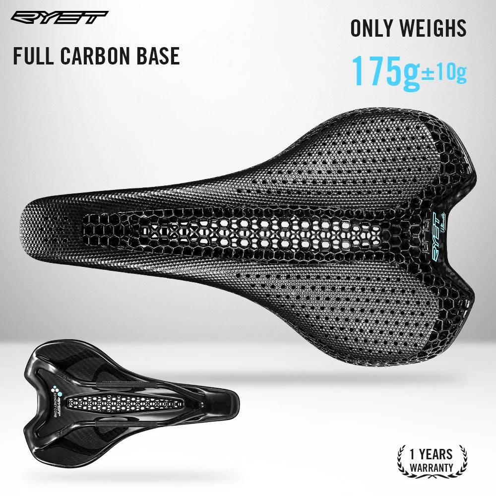 RYET Carbon 3D Printed Saddle Ultralight 175g 7*9 Bike Seating For Men