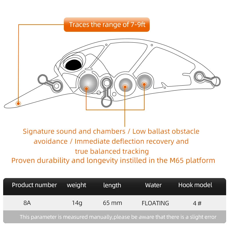 MEREDITH JERK CRANK M65 Floating 14g Hot Model Fishing Lure Hard Bait