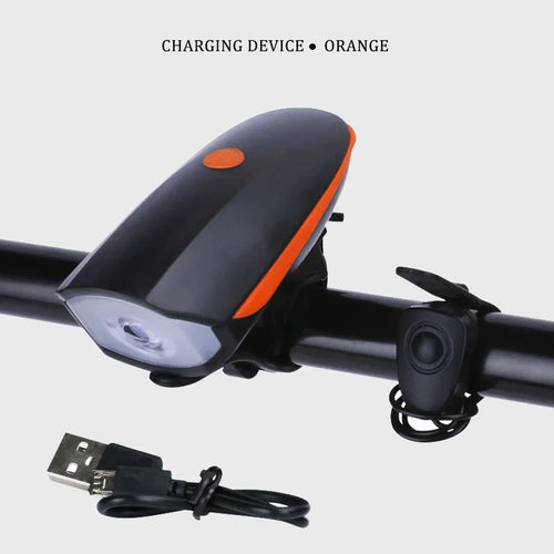 Bicycle Front Light with Electric Horn Waterproof Bike Headlight USB