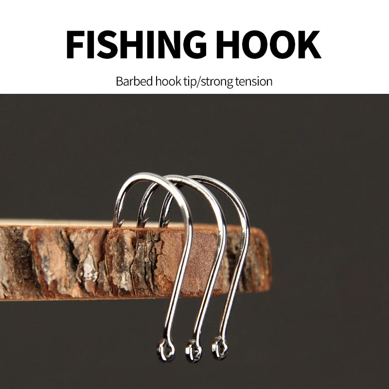 ORJD 100pcs/ Box Fishing Hook Set Carbon Steel Single Circle Sea