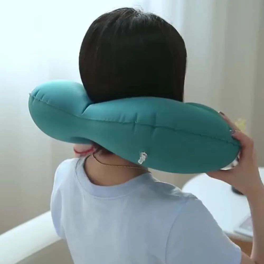 TARKA Flocking Inflatable Neck Pillow Portable Pillow Can Be Stored