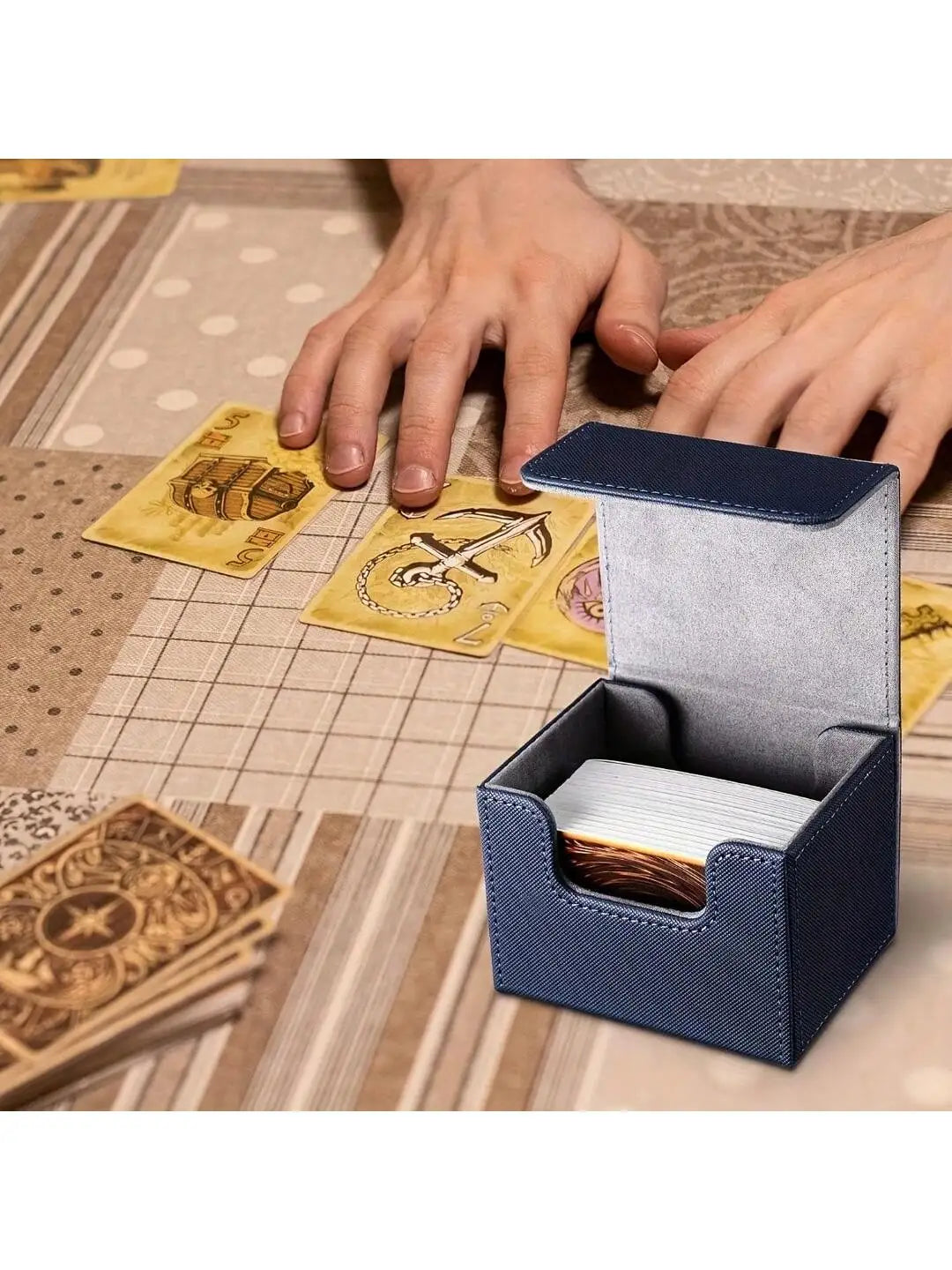 100+ Cards Deck Box Flip Side Inserted Type Leather Card Collection