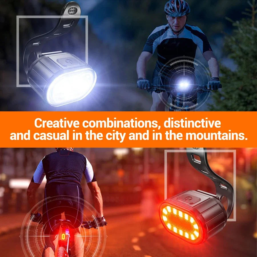 Front Rear Bike Lights Rechargeable Bicycle Cycling USB Flashlight for