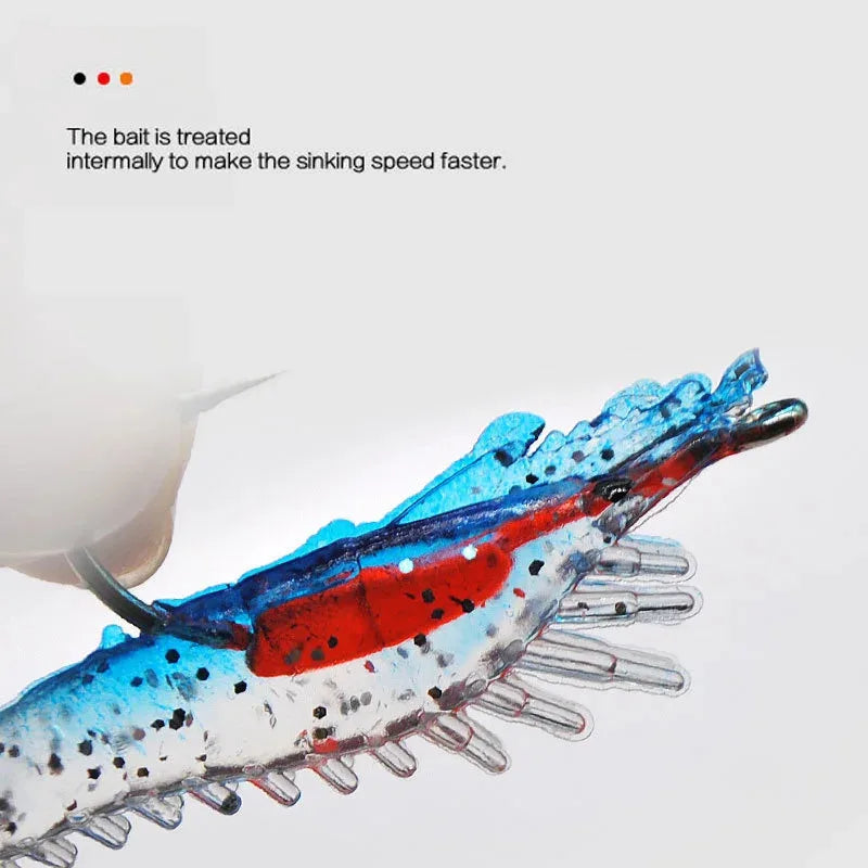 4pcs Luminous Simulation Shrimp Soft Bait Artificial Soft Rigs Fishing