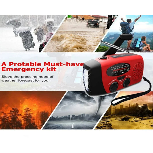 Rechargeable LED Flashlight, AM/FM/NOAA Weather Radio with Hand