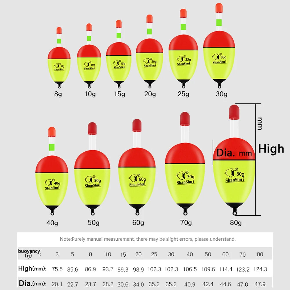 5Pcs EVA Luminous Fishing Night Floats Light Stick Foam Plastic Bobber