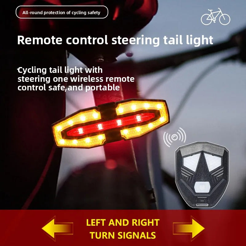 Wireless bicycle steering remote control warning tail light with horn,