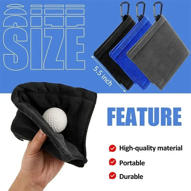PGM Square Microfiber Golf Ball Cleaning Towel with Carabiner Hook