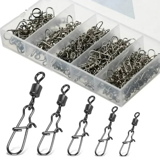 50pc/box Stainless Steel Fishing Connector Pin Bearing Rolling Swivel