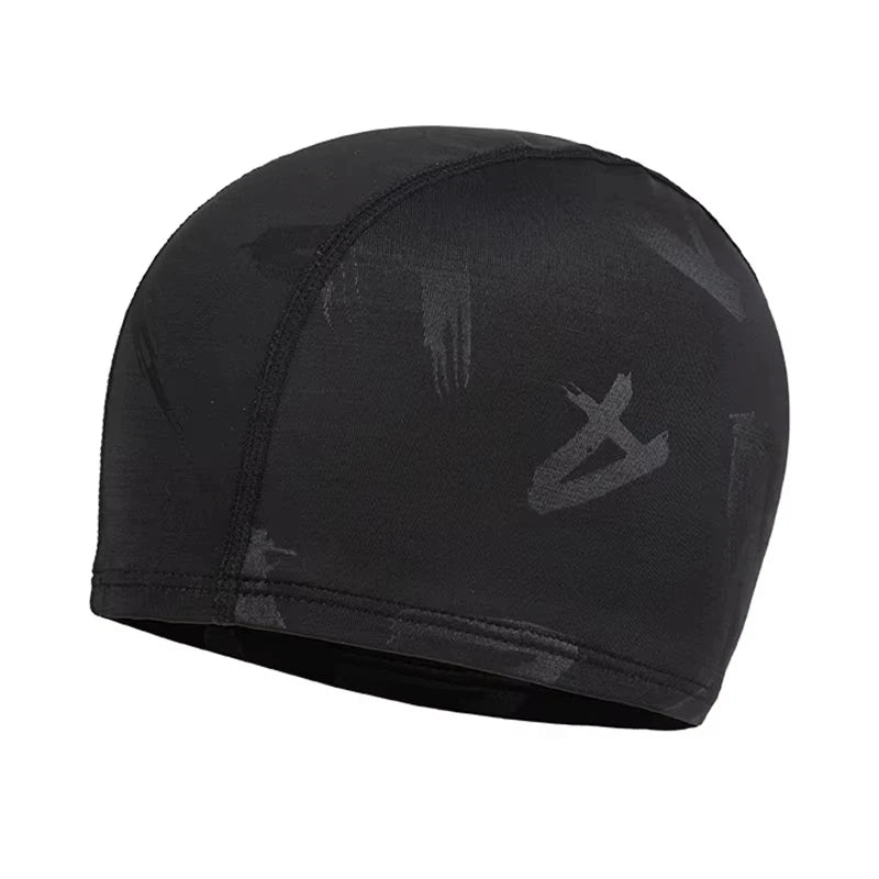 Women Men Spandex Swimming Cap Black Lightning Shark Skin Letters