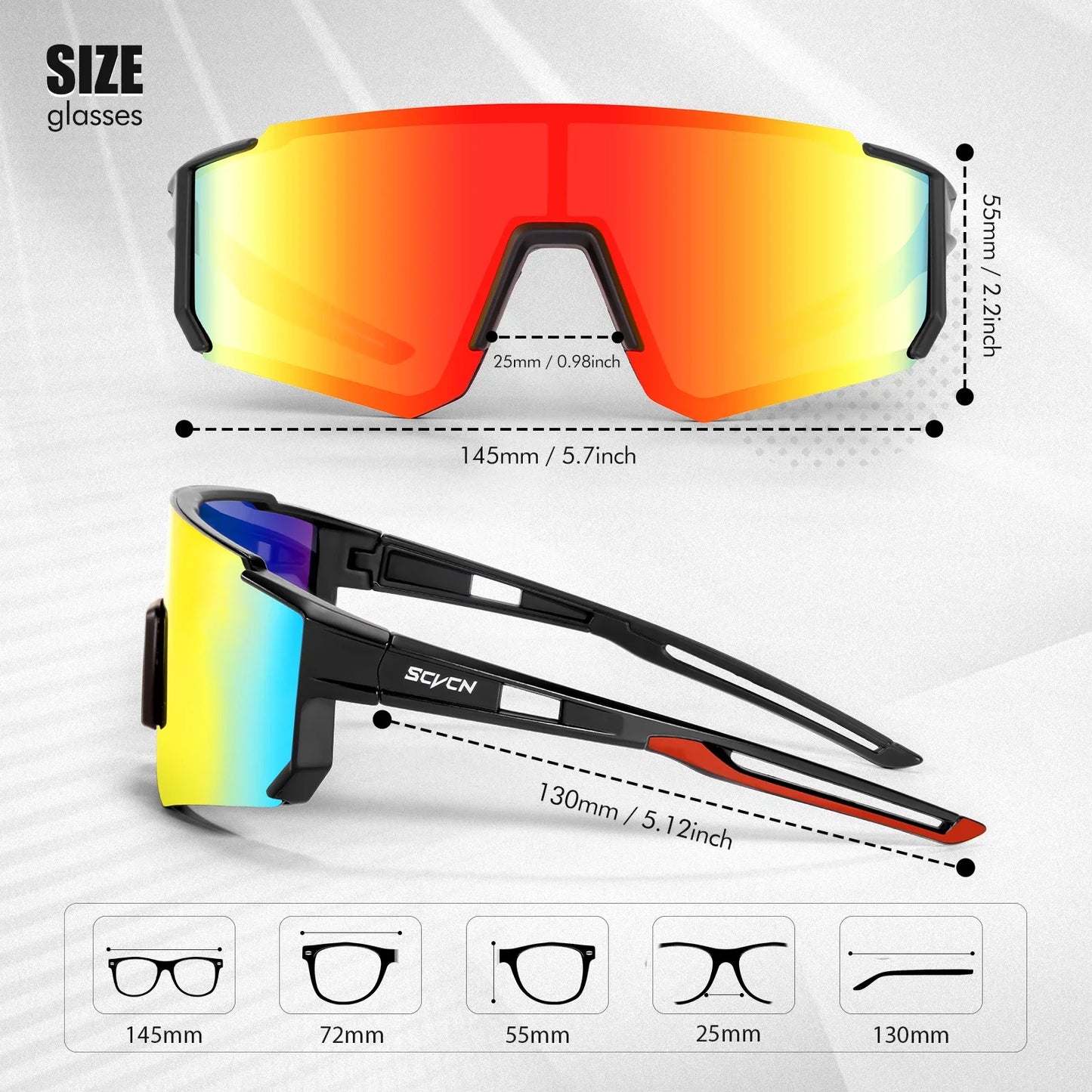 SCVCN Fashion Sunglasses for Men Sport Cycling Glasses Bike Bicycle