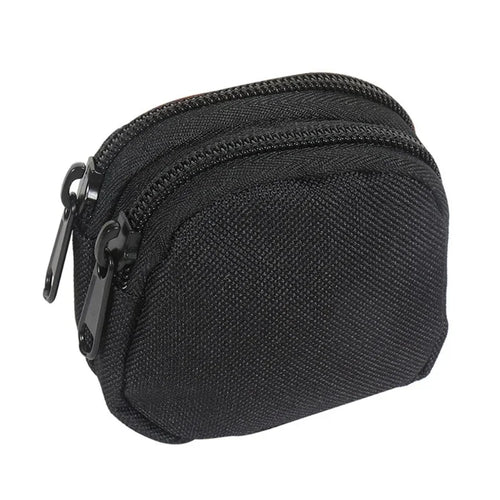 Nylon Double Zipper Pocket Coin Purse Men Tactical Molle Pouch