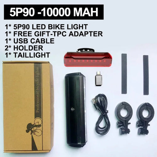 Fivemi Bicycle Light Front 10000mAh Bike Light Power Bank Flashlight