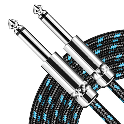 Electric Guitar Cable Braided 1/4 ft Jack 90 Degree TS 6.5mm Audio