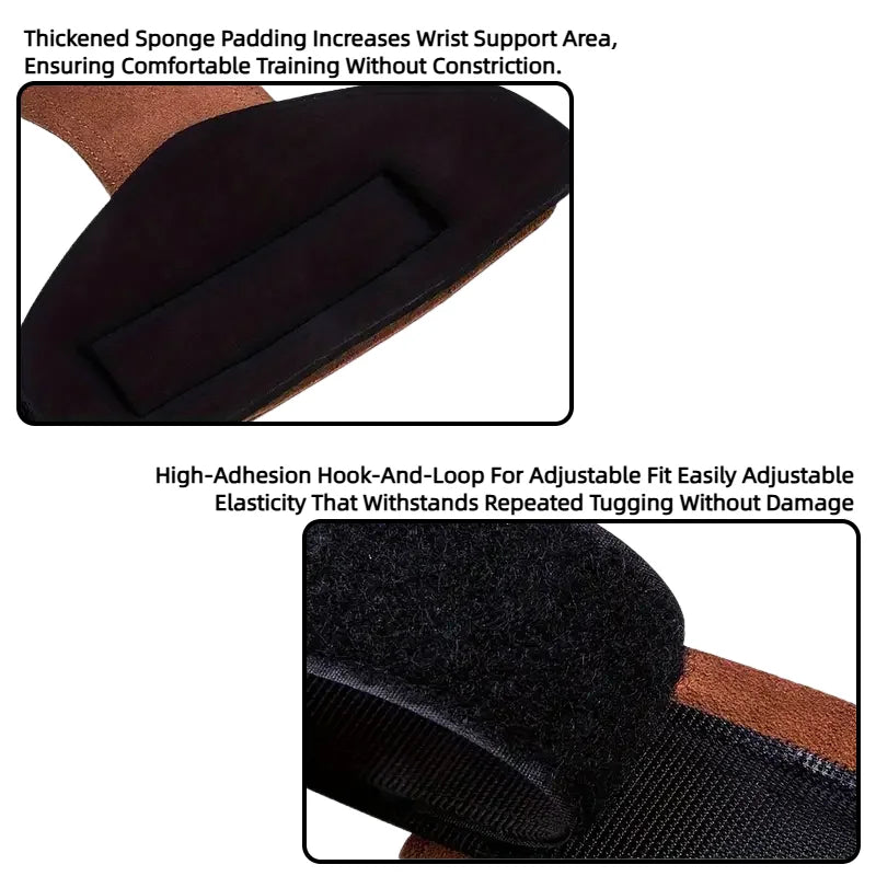 Cowhide Gym Gloves Grips Anti-Skid Weight Power Belt Lifting Pads